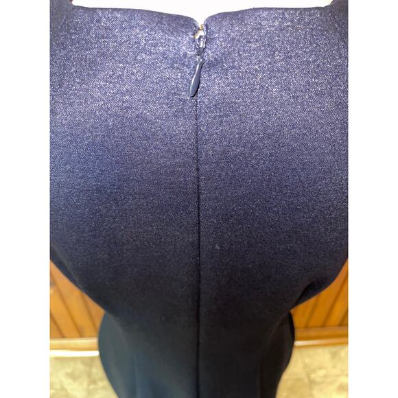 Womens Tommy Hilfiger Navy Metallic Cap Sleeve Fitted Knee Length Zip‎ Dress 8 - Picture 6 of 9